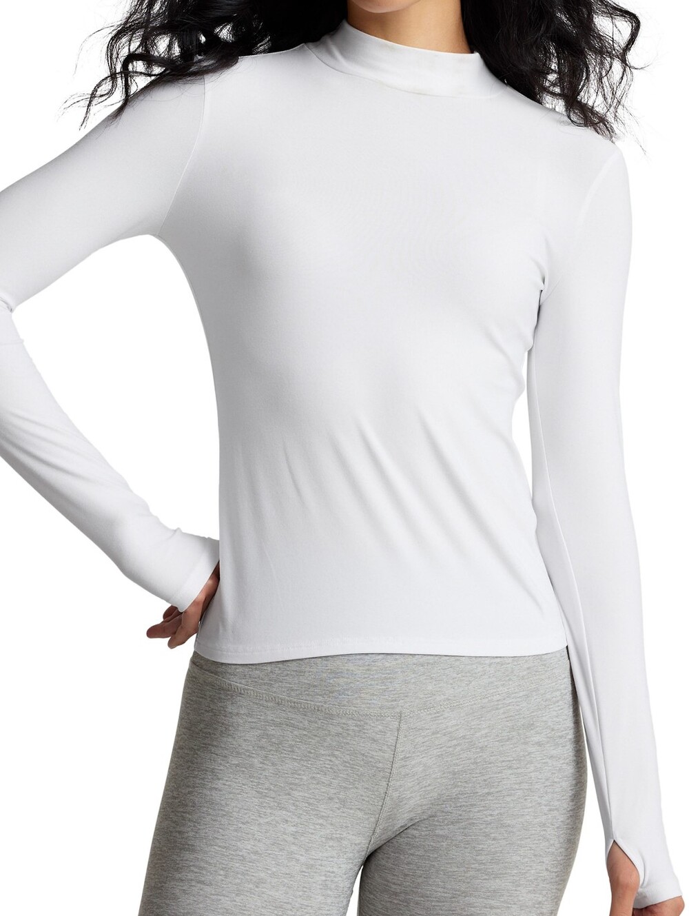Beyond Yoga White Mock Neck Long Sleeve Top NWT